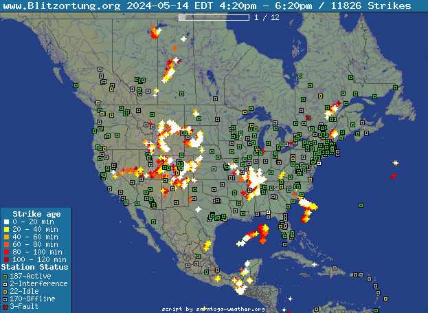 North America Lightning Strikes