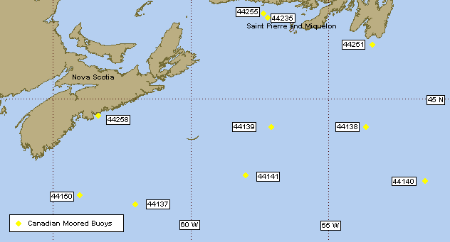 Mesomap of nearby weather buoys